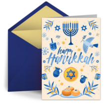 Happy Hanukkah Watercolor card image