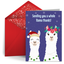 Whole Llama Thanks card image