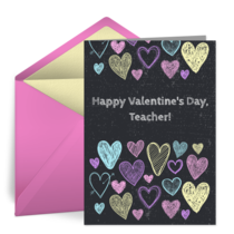 Teacher Valentine Chalkboard card image