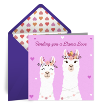 Llama Valentine card image