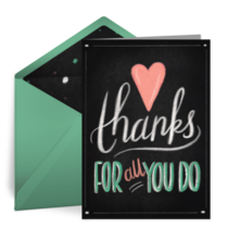 Thanks For All You Do Chalkboard card image