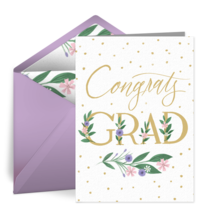 Congrats Grad Floral Gold card image