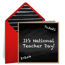Teacher Day Chalkboard card image
