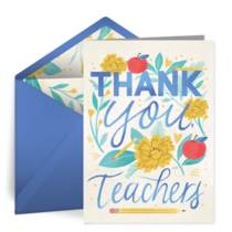 Floral Teacher Thanks card image