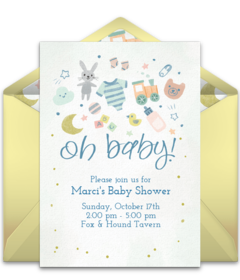 Paperless Digital Baby Shower Party Invitation Digital Invitation Editable Oh Baby Pink Roses Shower iPhone Evite Template SMS Invitation