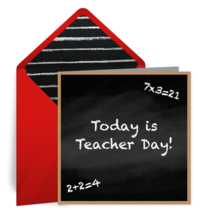 Chalkboard Equation Teacher Day card image