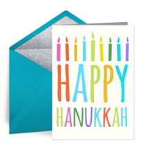 Colorful Hanukkah Candles card image