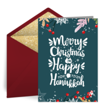 Merry Christmas and Happy Hanukkah card image