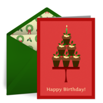 Holiday Birthday Cupcakes card image