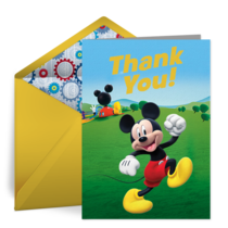 Mickey Mouse Birthday Thanks card image