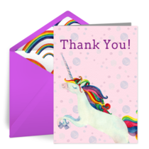 Rainbow Unicorn Thank You card image