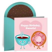 Donut & Coffee Birthday card image