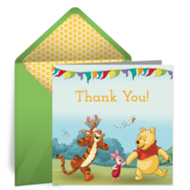 Winnie the Pooh Birthday Thanks card image