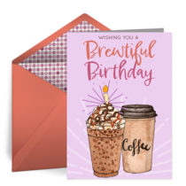 Coffee Brewtiful Birthday card image