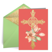 Floral Easter Cross card image