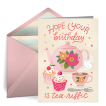 Tea-riffic Birthday card image