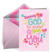 Religious Birthday Floral card image