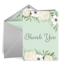 Sage & Cream Thank You Floral card image