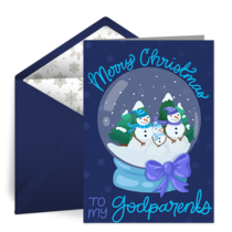 Snow Globe Godparents card image