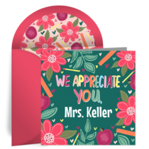 Personalized Teacher Floral card image