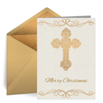 Golden Christmas Cross card image