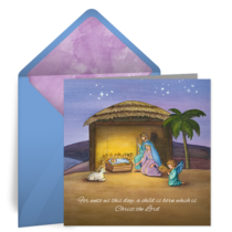 Watercolor Nativity card image