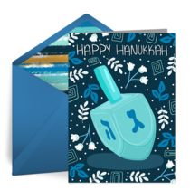 Blue Hanukkah Dreidel card image