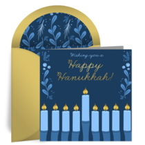 Hanukkah Greenery Candles card image