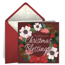 Christmas Blessings Floral card image