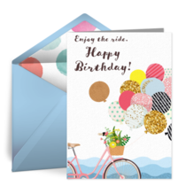 Bicycle Birthday Balloons card image