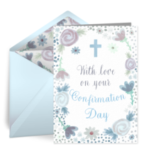 Confirmation Flowers Blue card image
