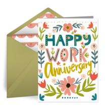 Floral Work Anniversary  card image