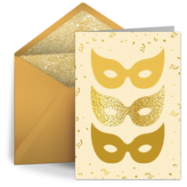 Masked Gold Purim card image