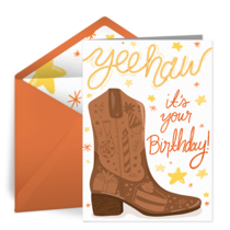 Cowboy Boot Birthday card image