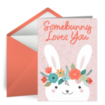 Somebunny Loves You Floral card image