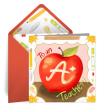 Teacher Apple A+ card image