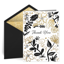 Floral Ink Thank You card image