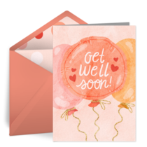 Get Well Balloon Pink card image
