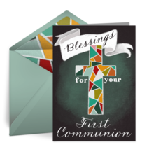 Stained Glass First Communion card image