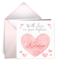 With Love Baptism Pink card image