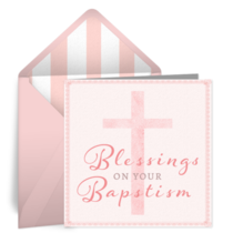 Pink Baptism Blessings card image