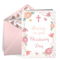 Christening Flowers Pink card image