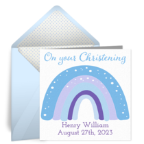 Rainbow Christening Blue card image