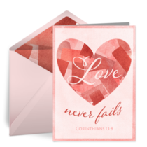 Love Never Fails Heart card image