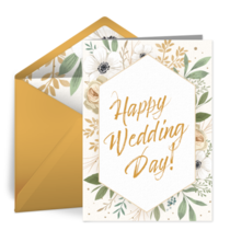 Gold Happy Wedding Day card image