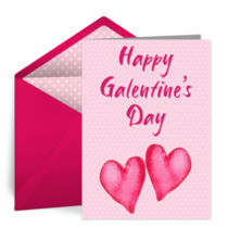 Galentine's Day Watercolor Hearts card image