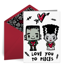 Classic Monsters Valentine card image