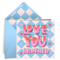 Love You Brother Argyle card image