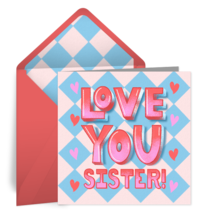Love You Sister Valentine card image