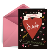 Wonderful Sister Valentine card image